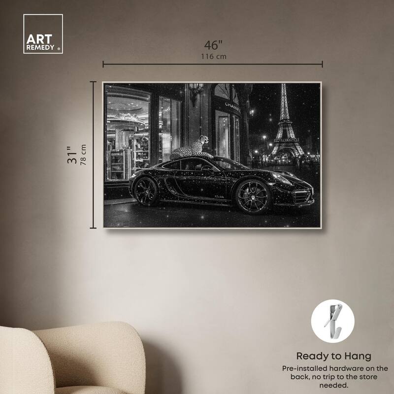 Glistening Cheetah and Car Canvas by Art Remedy