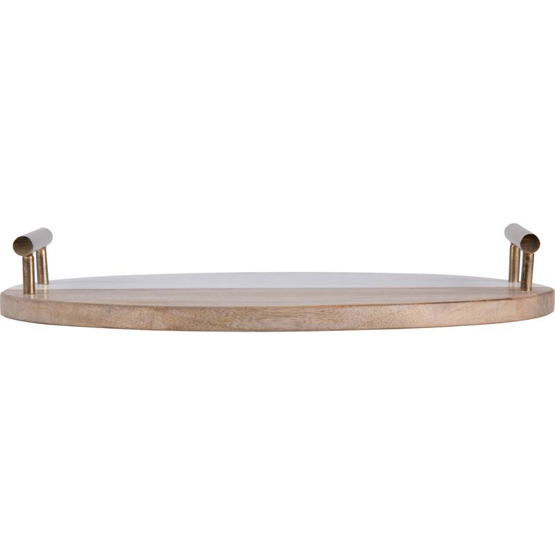 Renwil Dinova Indoor Mango Wood Tray, Antique Brass
