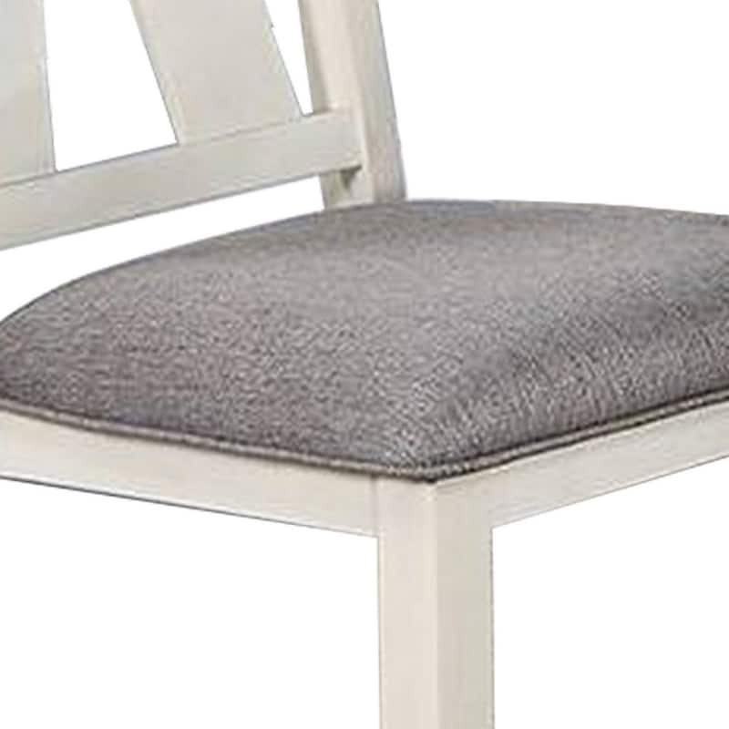Lexi 24 Inch Classic Dining Side Chair, Padded Seat, Set of 2, Gray, White