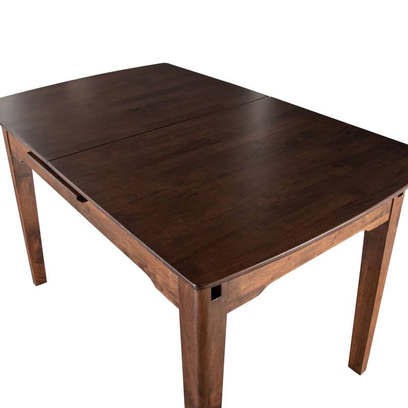 Furniture of America Abigail VIII Mid-Century Modern Rich Walnut Extendable Self-Storing 64-inch Dining Table
