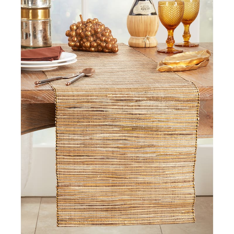 Nubby Table Runner With Shimmering Woven Design
