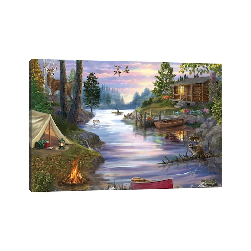 iCanvas "Cabin Lake" by Bigelow Illustrations Canvas Print