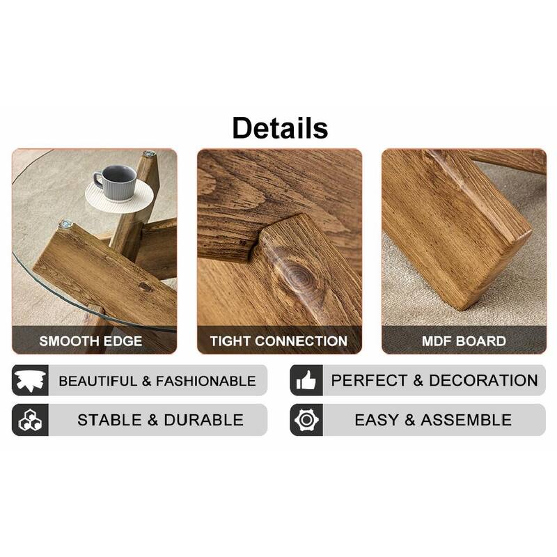 Modern 33.4-Inch Circular Glass Coffee Table with Distinctive Design