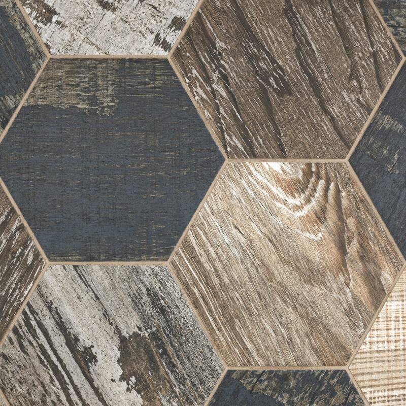 Merola Tile Gaugin Hex Catan Shadow 8-5/8" x 9-7/8" Porcelain Floor and Wall Tile