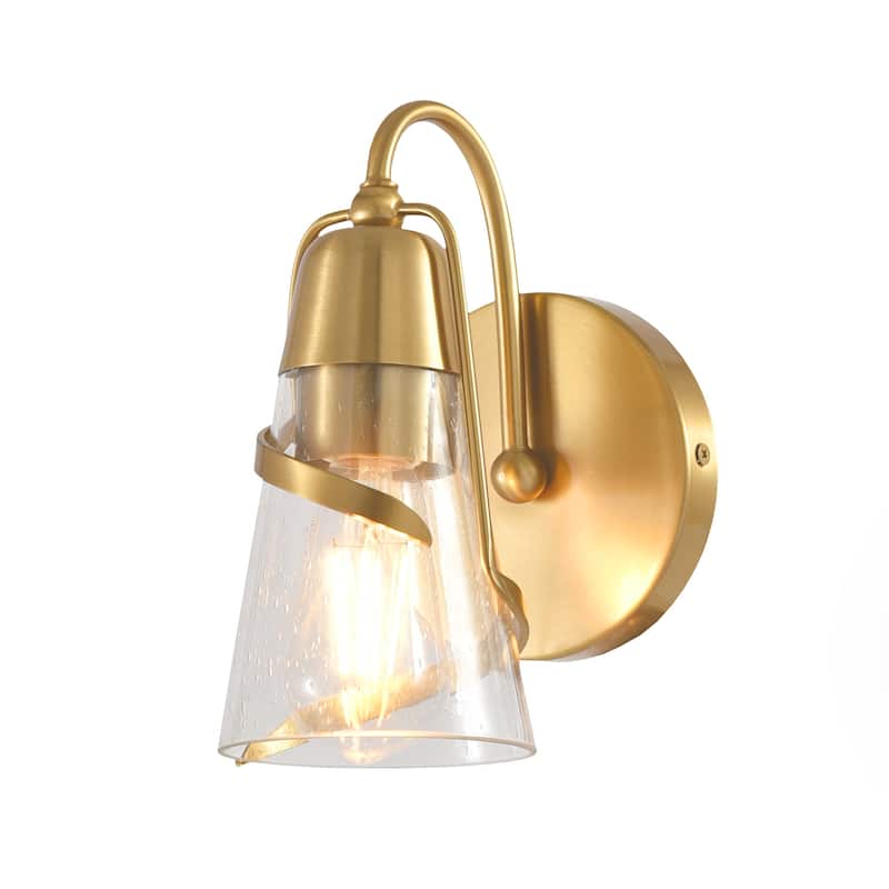 Parrot Uncle 5" Modern Gold Seeded Glass 1-Light Wall Light Sconce