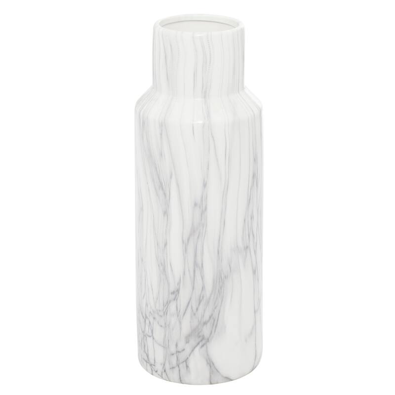 White Ceramic Faux Marble Decorative Vase