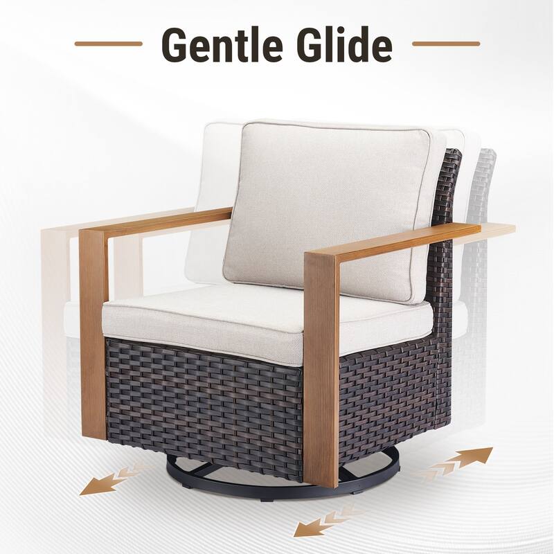 Meyreso 5-Piece Wicker Patio Conversation Set with Metal Fire Pit & Plush 4.5" Olefin Cushions