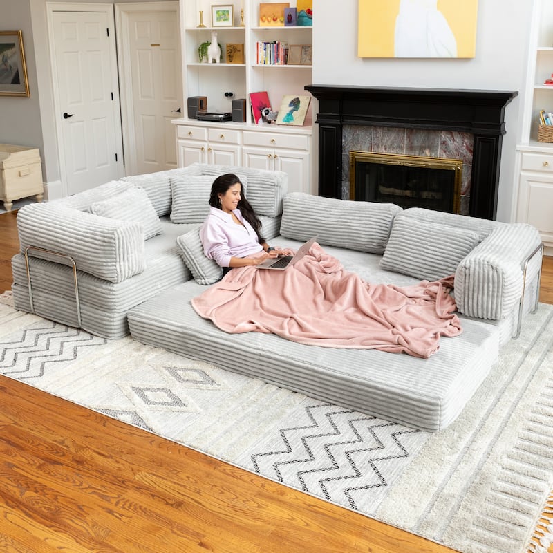 Jaxx Unsofa Modular Convertible Sectional Sofa with Fold Out King Sleeper Bed