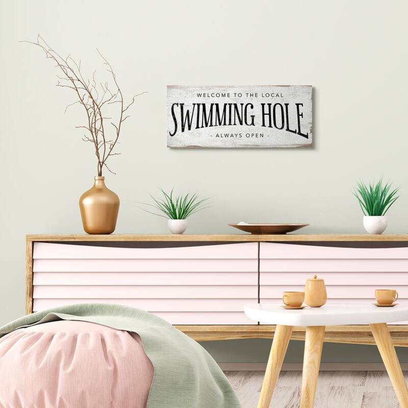 Stupell Rustic Summer Local Swimming Hole Sign Canvas Wall Art