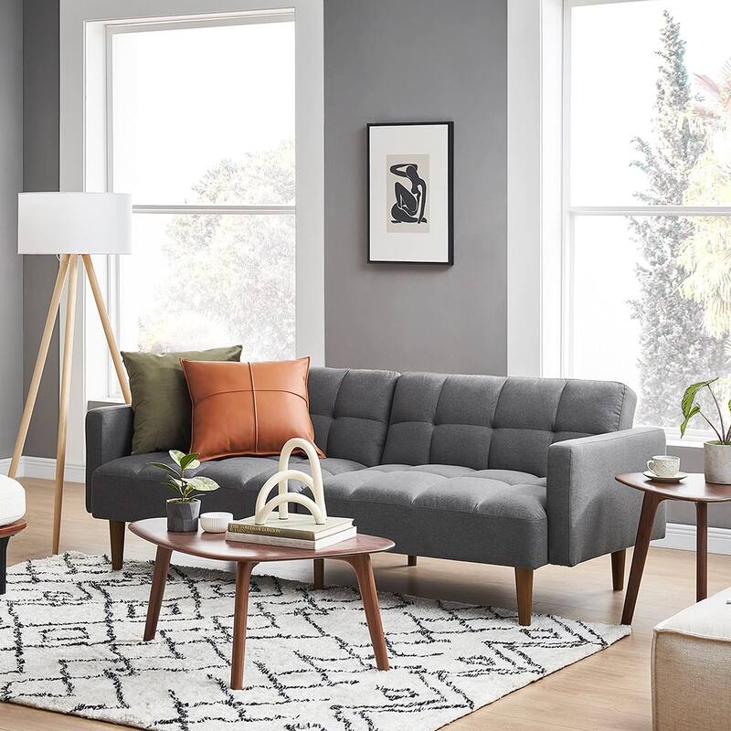 Mopio Aaron Futon Convertible Sofa Sleeper Futon - Dark Grey - Twin