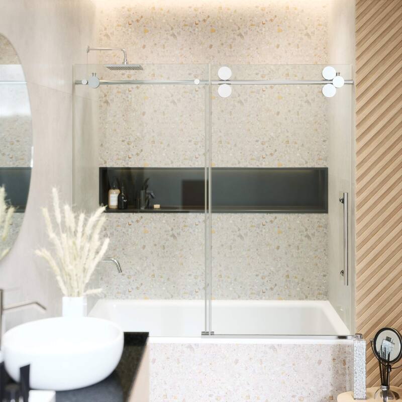 Fine Fixtures Tub Door Sliding Frameless Tempered Glass