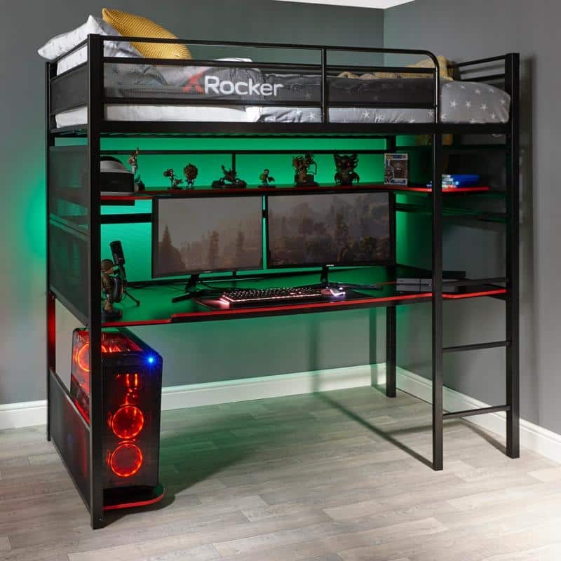 X Rocker Battle Bunk Gaming Bunk Bed with Desk