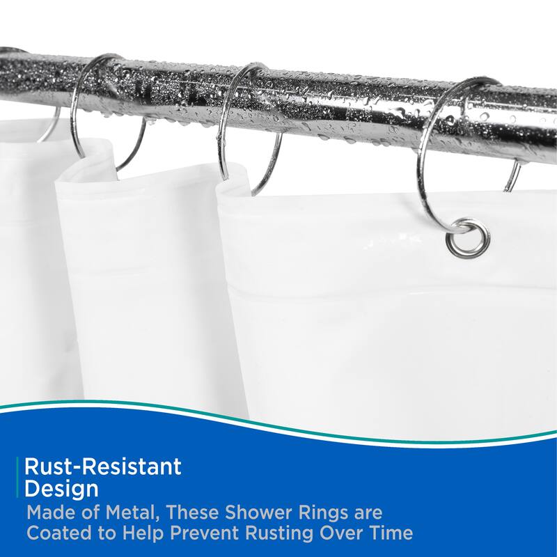 Kenney Circular O-Ring Shower Curtain Rings, Set of 12 - Chrome