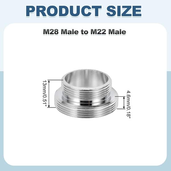 dimension image slide 13 of 23, Faucet Aerator Adapter, Male to Male Brass Faucet Adapter with Washer for Kitchen Bathroom Sink Water Filter - Silver