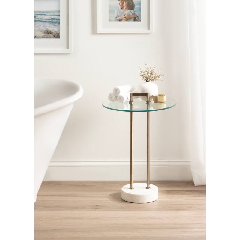 Kate and Laurel Cerullo Glass Metal and Marble Side Table