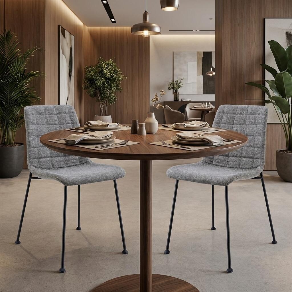 HomeRoots Set of Two Gray And Black Upholstered Fabric Dining Side Chairs - 17.72 in. x 30.91 in. x 23.04 in.