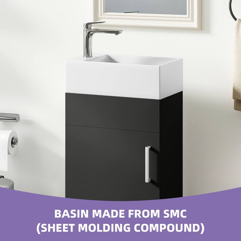 Moasis 15.7 Inch Freestanding Bathroom Vanity with Cabinet Storage and Modern Design