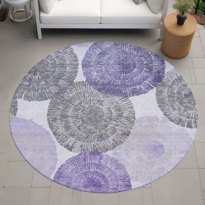 Machine Washable Indoor/ Outdoor Contemporary Devaughn Chantille Rug - Plum - 8' x 8'