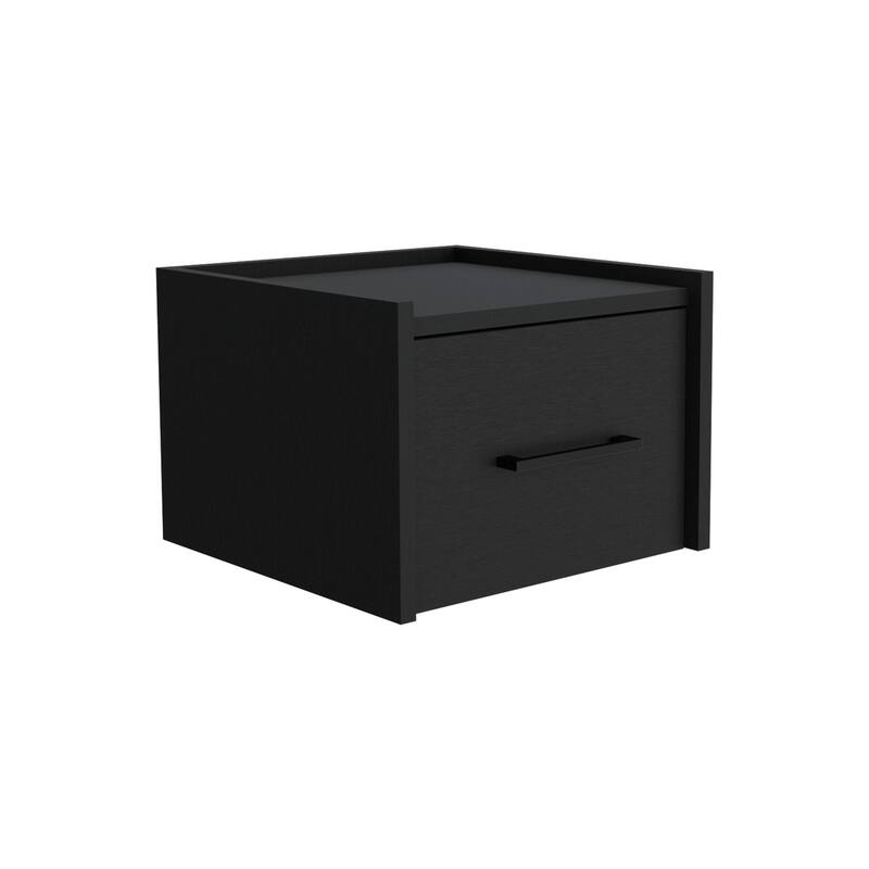 Floating Wall-Mounted Nightstand with Drawer - Black - Space-Saving Bedside Table
