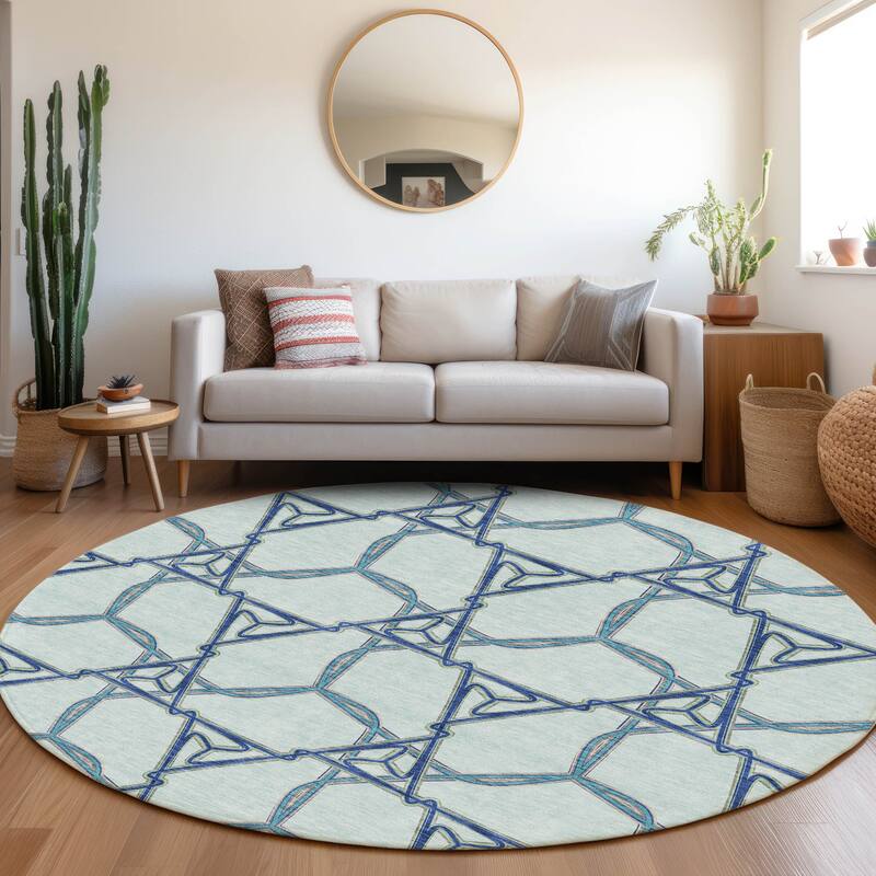 Premium Washable Super Soft Modern Tangle Mayfield Rug - Sky - 8' x 8'