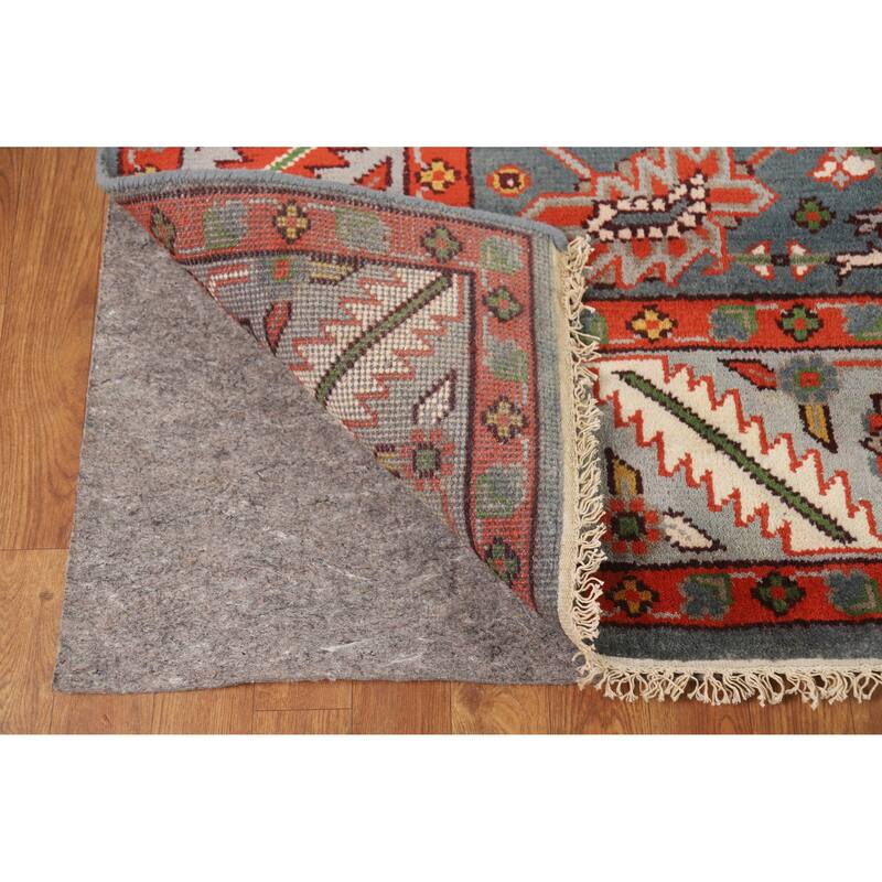 Hand Knotted Oriental 100% Wool Carpet Traditional Geometric Navy Blue & Blues Heriz (serapi) Area Rug - 10' 0'' X 7' 10''