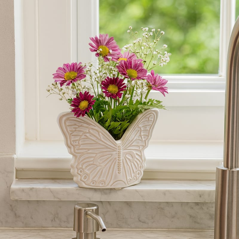 Butterfly Ceramic Planter for Indoor or Outdoor Decor