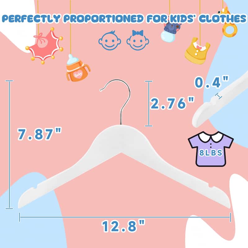 BP4U Kids Wooden Hangers, Wood Top Clothes Hangers for Baby, Newborns, Toddlers & Children's Shirts, Coats, Dresses