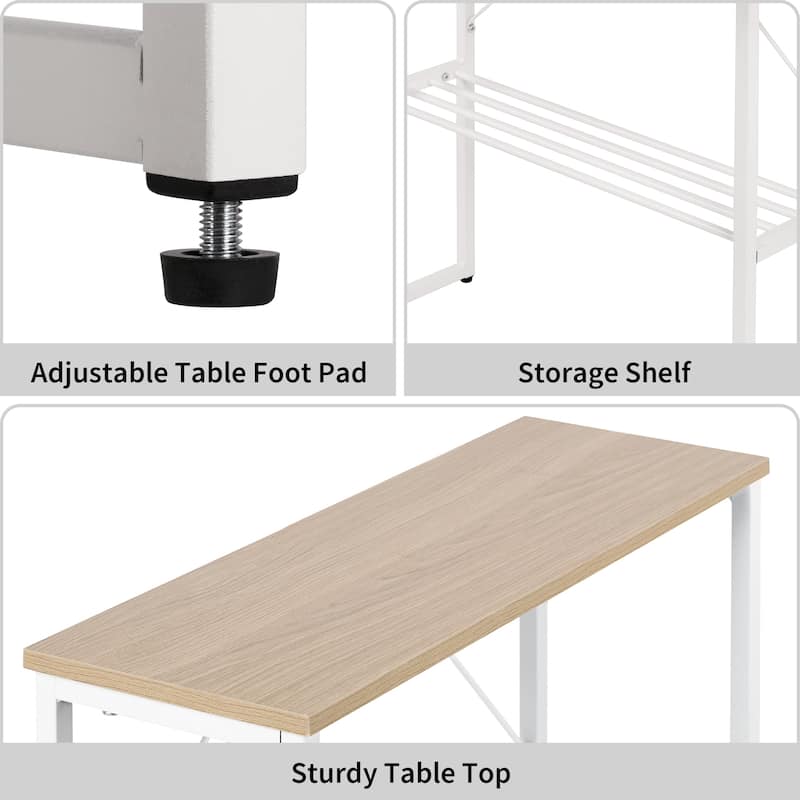 Narrow Side Table with Shelf, 25-inch Tall End Table for Small Space
