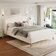 preview thumbnail 1 of 20, Upholstered Bed Wingback Platform Bed with Boucle Fabric White - Queen