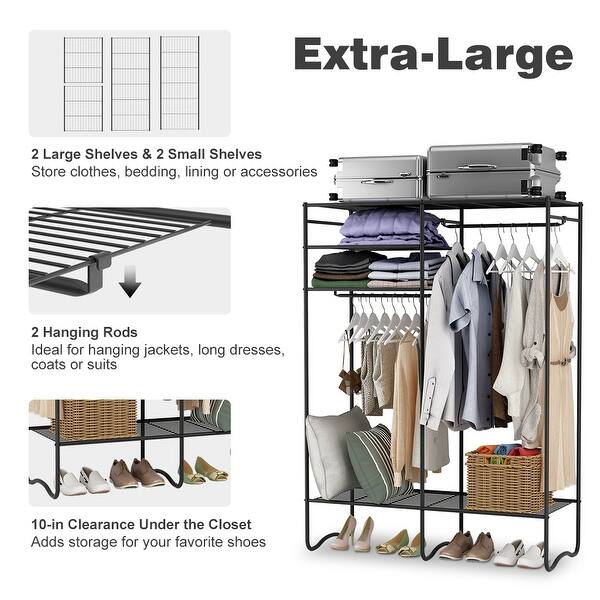 Shop Langria Heavy Duty Metal Storage Closet Clothes Shoe Rack