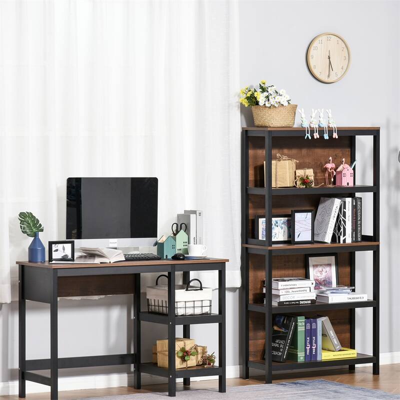31.5" Wide Black-Brown Multi-Shelf Storage Organizer for Living Room Bedroom or Kitchen - 31.5" W x 11.75" D x 59.75" H