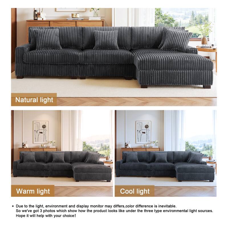 118.4"W Plush Modular Sectional Sofa with Pillows