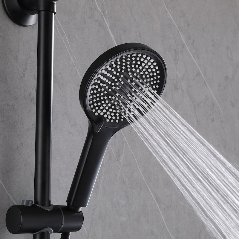 Matte Black Showerhead Rain Shower System with Valve