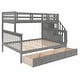 preview thumbnail 18 of 16, Contemporary Design Bunk Bed with Stairway and Guardrails, Safety Guaranteed, Maximized Storage Space, Grey