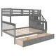 preview thumbnail 18 of 55, Industrial Modern Stairway Twin over Full Bunk Bed with Drawer, Storage and Guard Rail for Bedroom, Dorm, for Adults, Gray