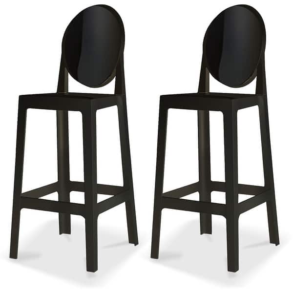 slide 2 of 20, Set of 2 Modern High Back Side Armless Bar Stools With Backs Chairs For Kitchen Island Home Indoor Outdoor Patio Clear