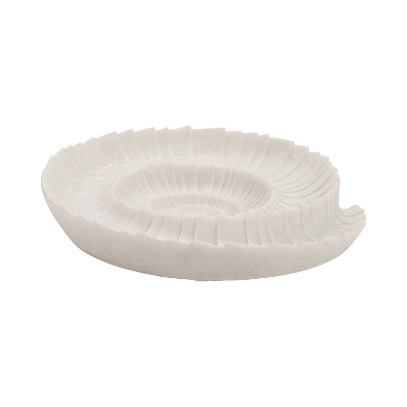 Resin Seashell Texture Decorative Bowl - White, 17 in. - 16" x 16" x 3"