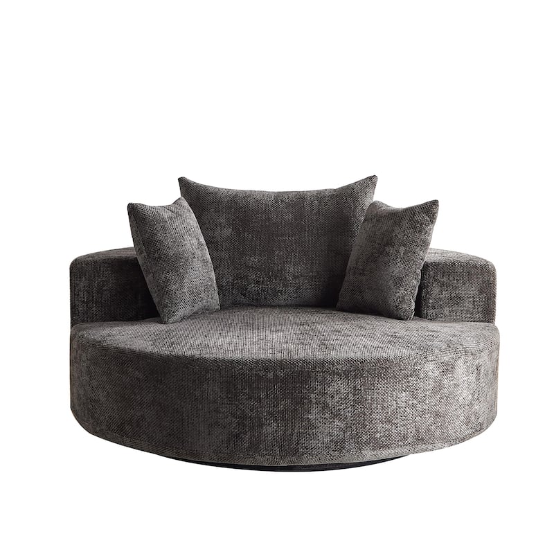 Chenille 360° Swivel Lounge Chairs with Fluffy Foam Cushion and Adjustable Backrest Pillow