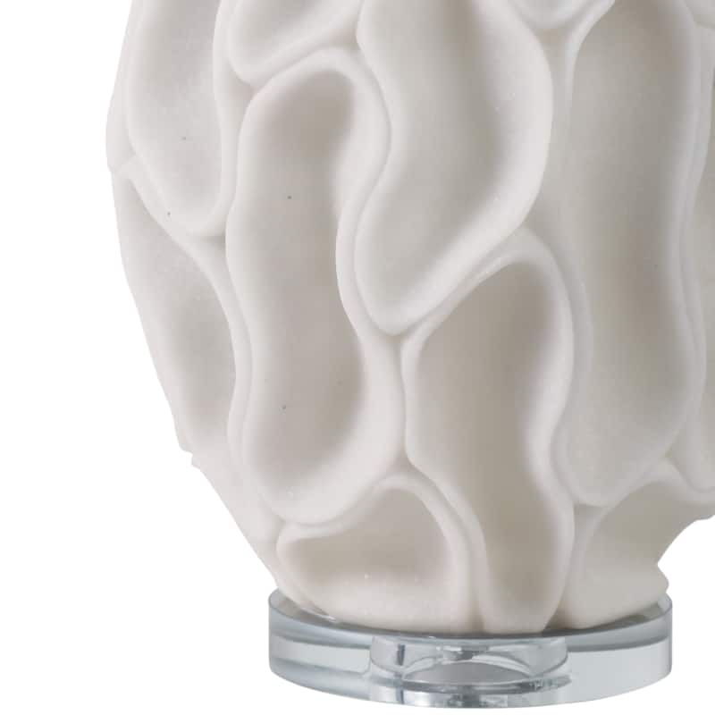 Stone Table Lamp with Sculpted Textured Base Fabric Shade - 27" White - 16" x 16" x 27"