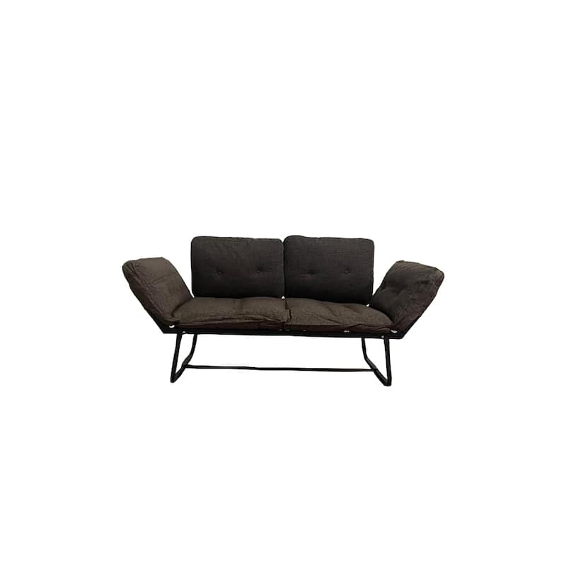 Metal Frame Futon Love Seat - Dark Brown