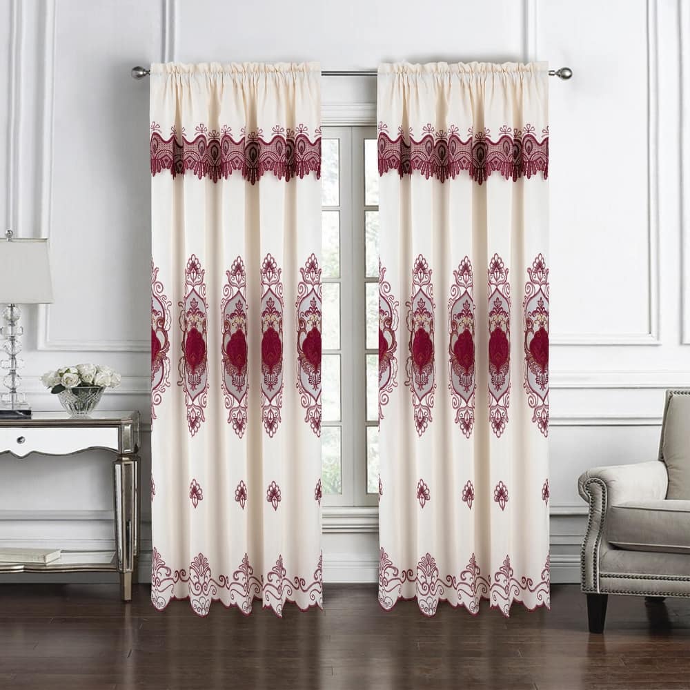 Betsy Macrame Embroidered Window Curtain Panel