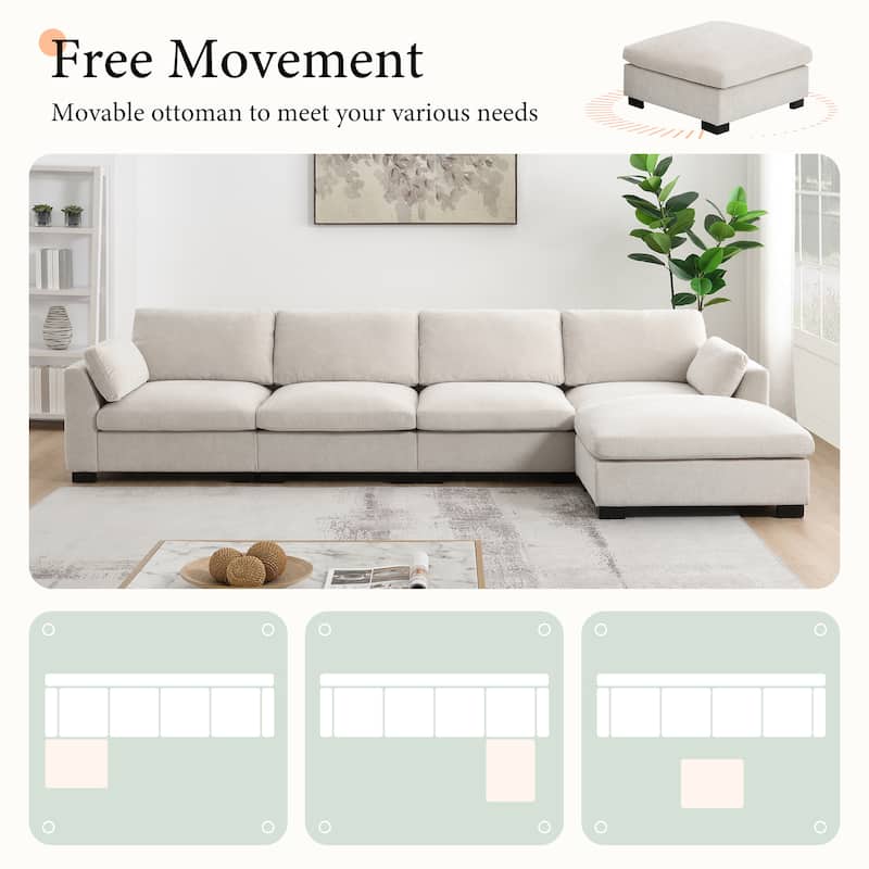 L-Shape Chenille Modular Sectional Sofa with Folding Table&Dual-Port Charging by Harper&Bright Designs