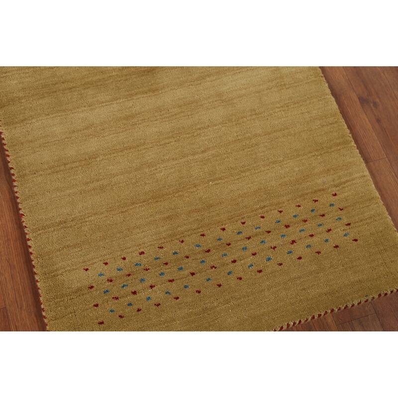 Tribal Yellow Gabbeh Indian Runner Rug Handmade Wool Carpet - 2'4"x 9'9"