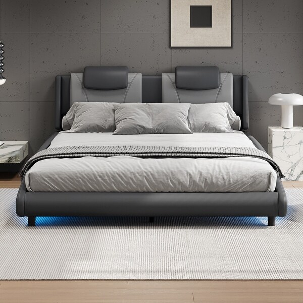 Faux leather bed frame king size discount