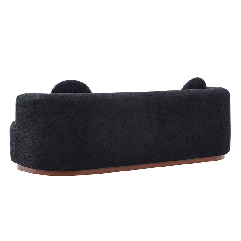 Christopher Knight Home - Polyster Upholstered 3-Seater 84.57" Compressed Sofa with Solid Rubberwood Base