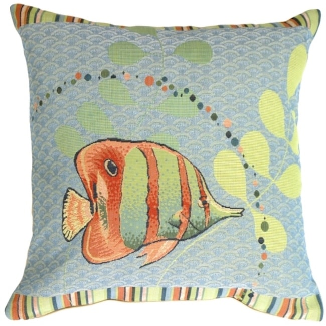 Tropical Fish French Tapestry Throw Pillow