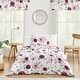 preview thumbnail 2 of 4, Burgundy and Pink Watercolor Floral Girl 2pc Twin Comforter Set - Blush Maroon Wine Rose Green Shabby Chic Flower Farmhouse