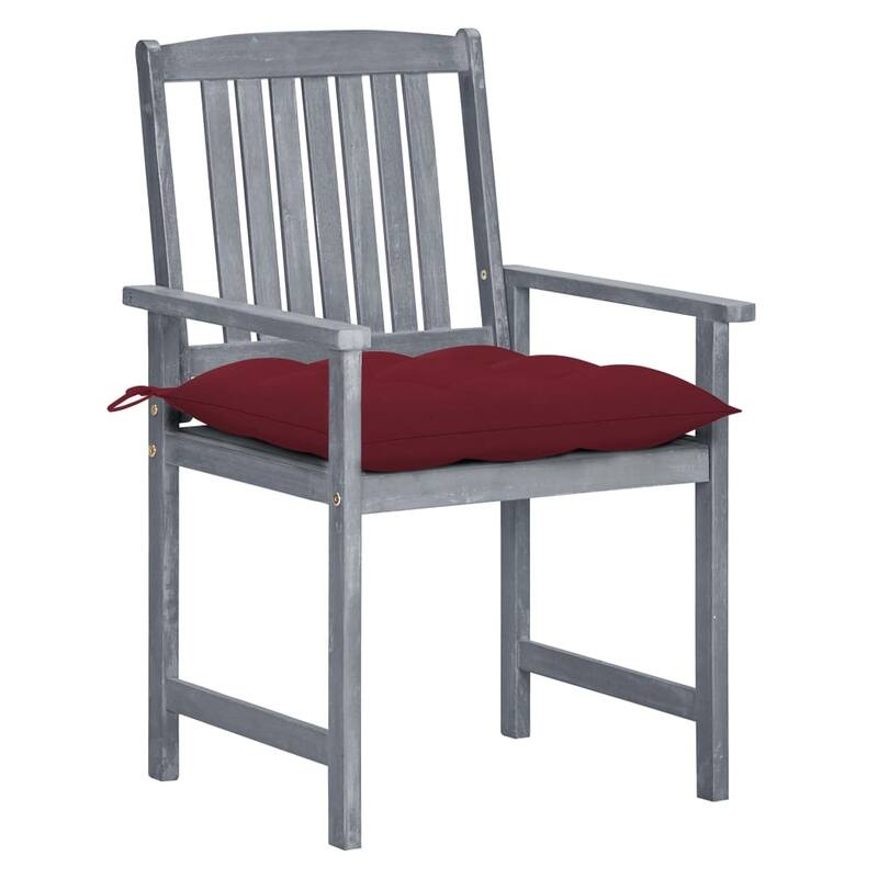 vidaXL Patio Chairs Outdoor Dining Chair with Cushions Gray Solid Wood Acacia