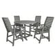 preview thumbnail 4 of 49, Weatherly 5-piece Outdoor Dining Set - 48" Round Table, Counter-height Coastal Teak