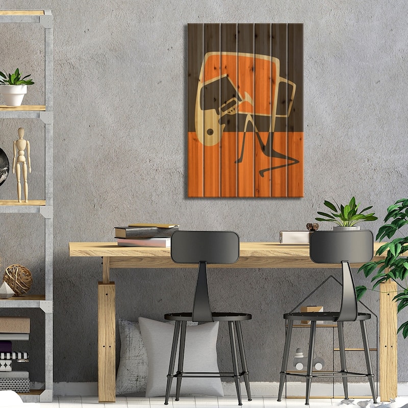 Blues' Horn Print On Wood by Jazzberry Blue - Multi-Color